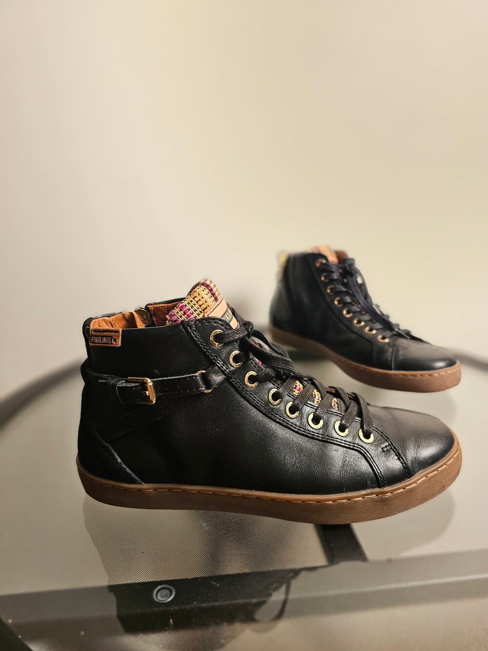 Pikolinos LAGOS Flat Zipper Ankle Boots With Boho Wove Accents